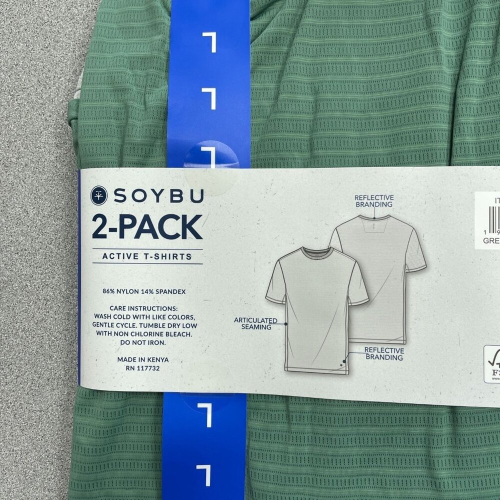 Soybu Men's L 2-Pack Active T-Shirts Green/Gray N0832 - Picture 6 of 8